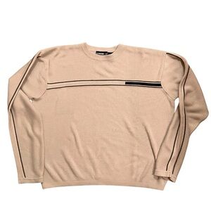 Vintage Extreme EXG Knit Sweater XL Beige Stripe Y2K 90s Made Korea